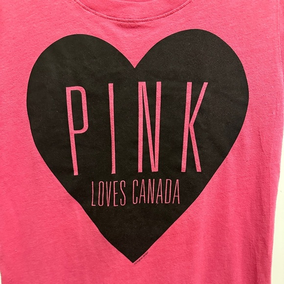 PINK Victoria’s Secret Womens Pink Loves Canada Short Sleeve T-shirt Size Small - Picture 2 of 8